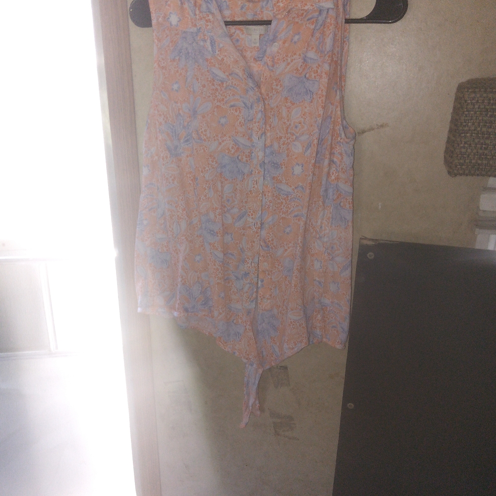 Talbots Blue and White Asymmetrical Tank Top